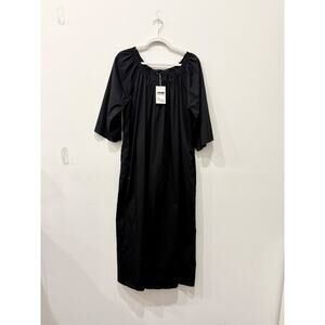 Massimo Dutti Half Sleeve Scoop Neck Oversized Maxi Dress Black Women's Size XS